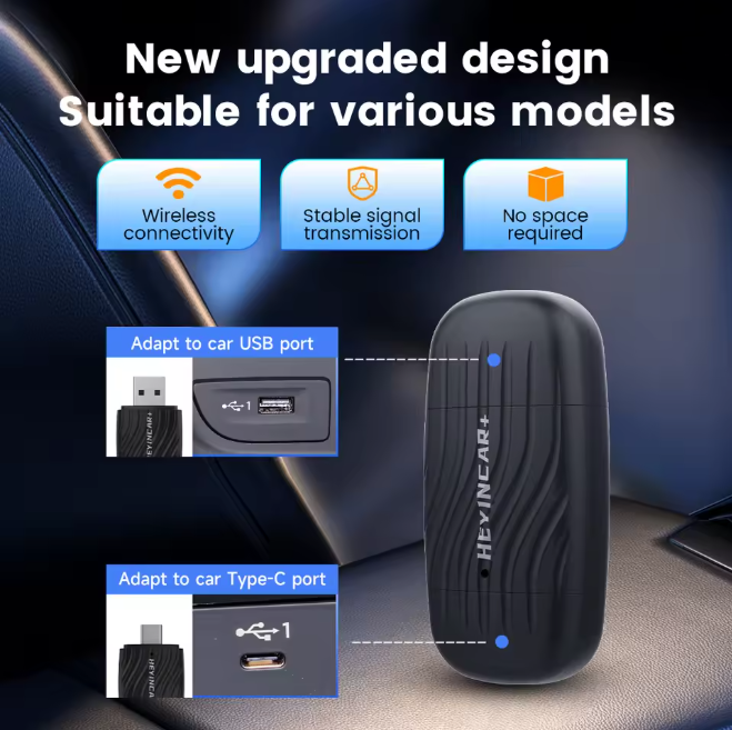 HEYINCAR H-Air2.0 – Wireless CarPlay & Android Auto Adapter for 800+ Car Models