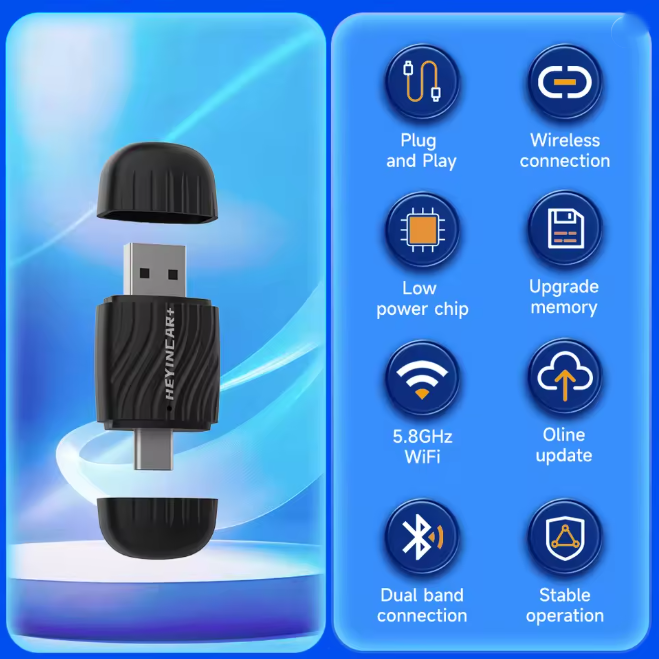 HEYINCAR H-Air2.0 – Wireless CarPlay & Android Auto Adapter for 800+ Car Models